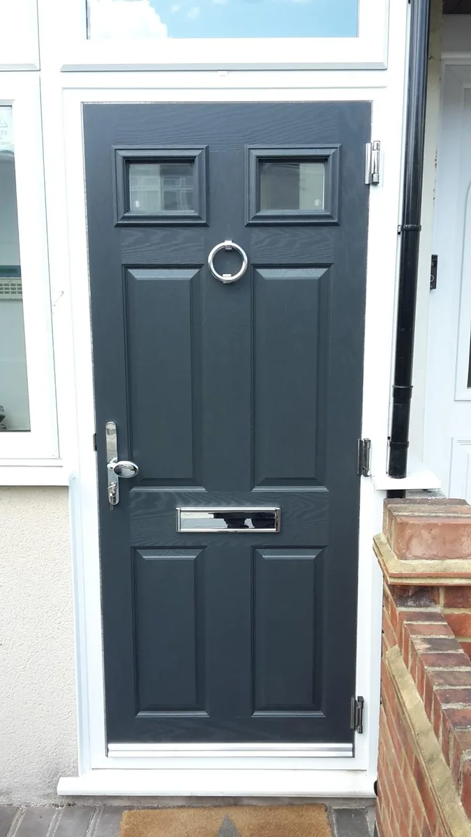 Anthracite Grey Composite Doors, exterior view installed in Romford by Cii Double Glazing