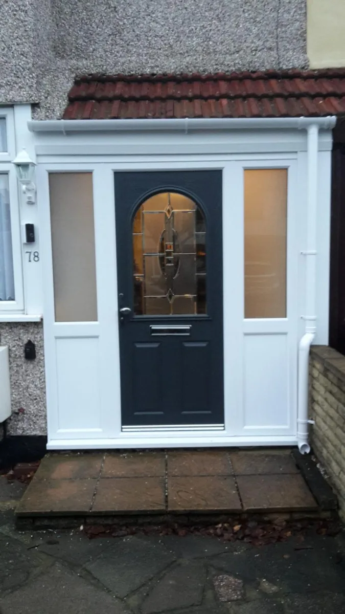 Anthracite Grey Composite Doors, wide view installed in Chigwell by Cii Double Glazing
