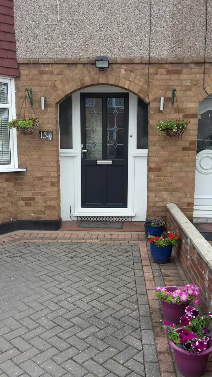 Anthracite Grey Composite Doors, wide view installed in Romford by Cii Double Glazing