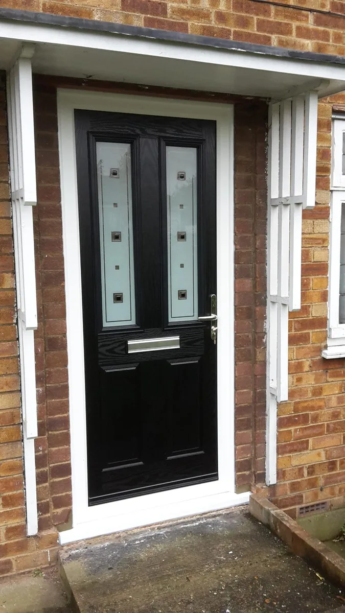 Black Composite Doors, exterior view installed in Romford by Cii Double Glazing