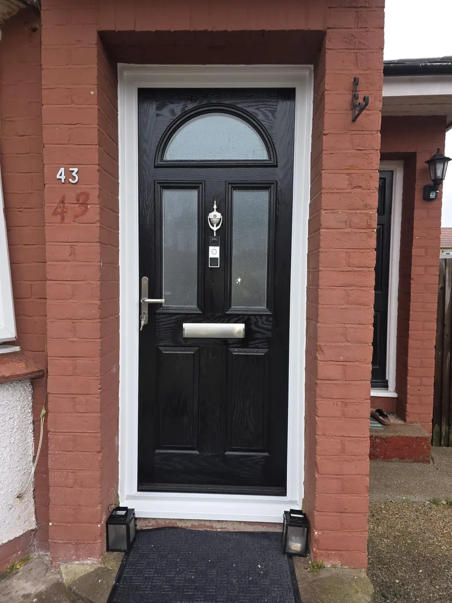 Black Composite Doors, exterior view installed in Romford by Cii Double Glazing