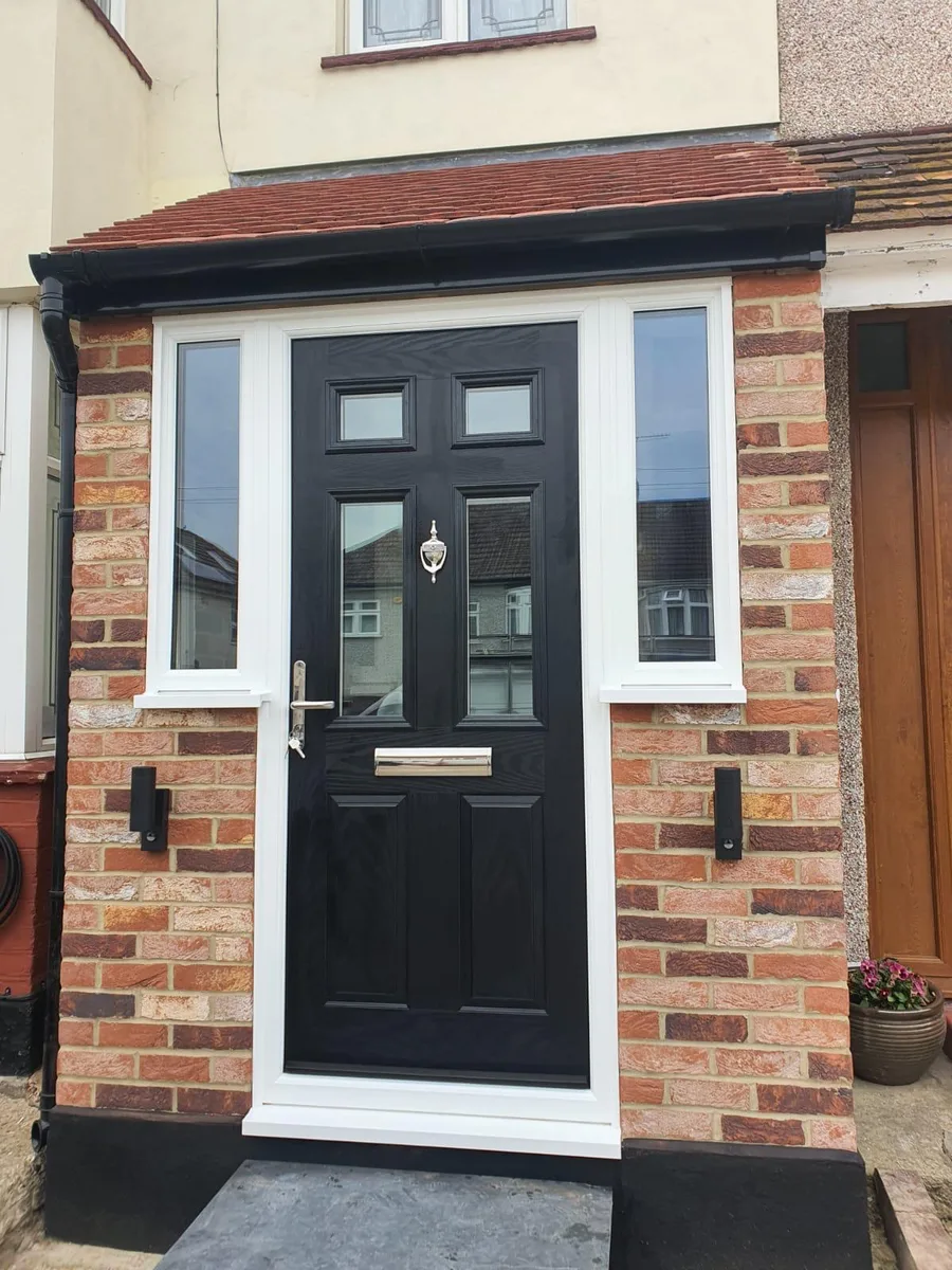 Black Composite Doors, wide view installed in Romford by Cii Double Glazing