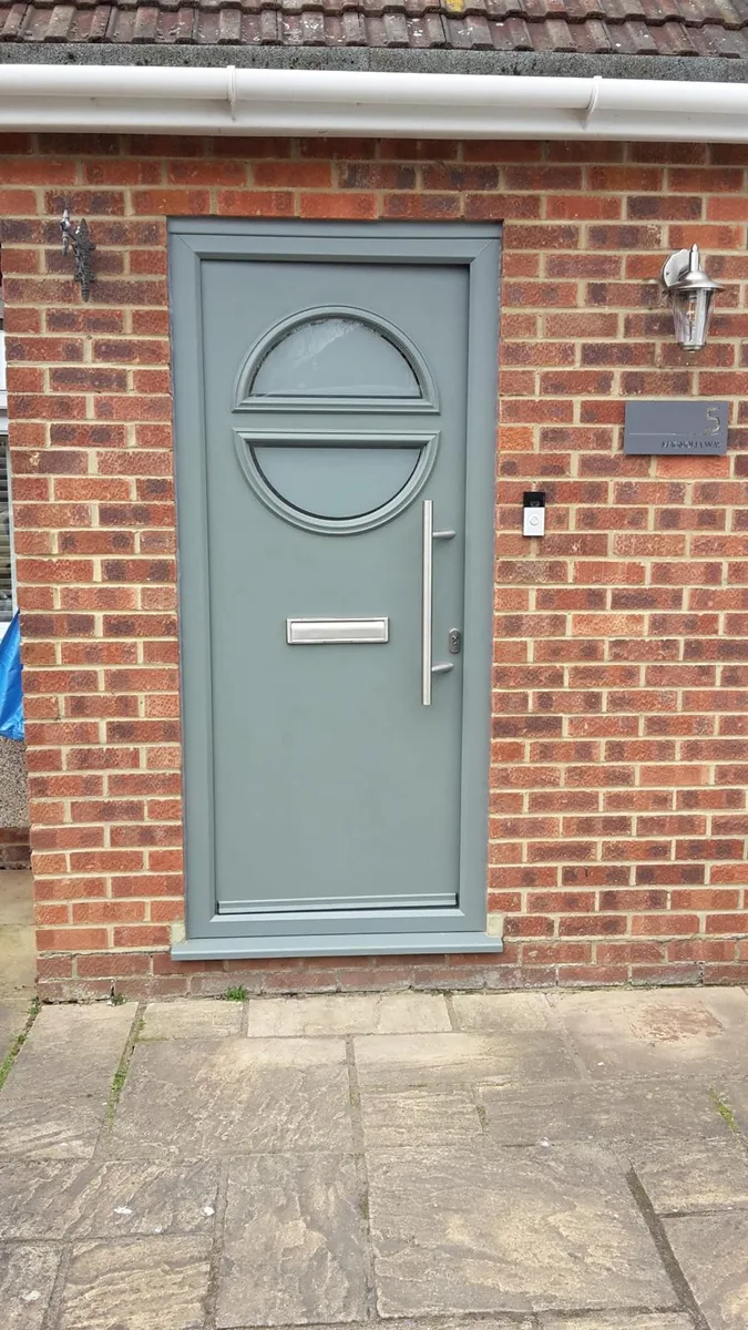 Chartwell Green Composite Doors, exterior view installed in Chigwell by Cii Double Glazing