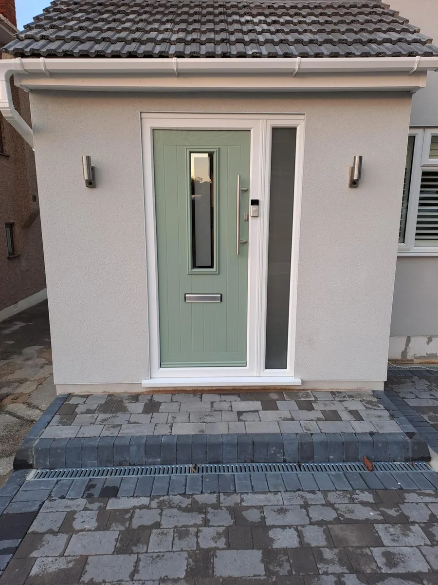 Chartwell Green Composite Doors, wide view installed in Chigwell by Cii Double Glazing