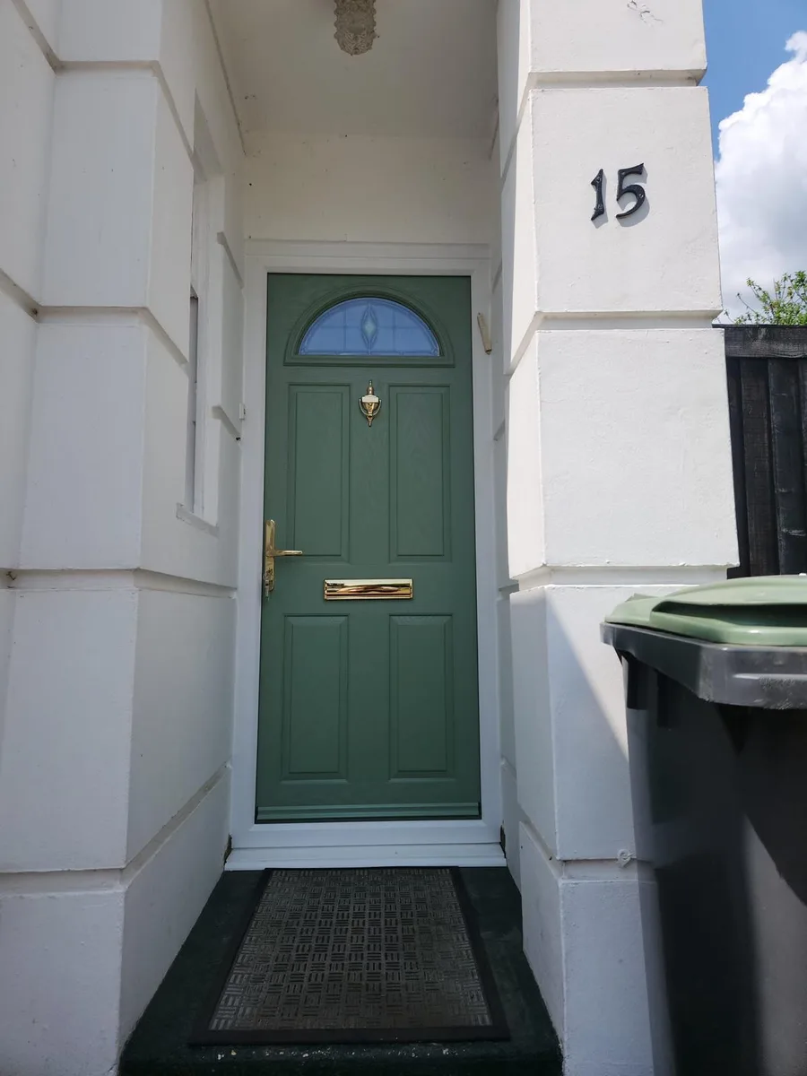 Emerald Green Composite Doors, exterior view installed in Romford by Cii Double Glazing