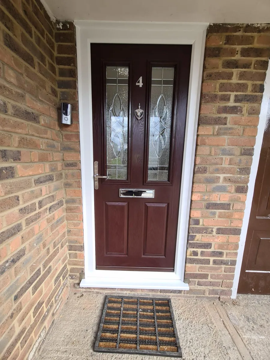 Rosewood Composite Doors, exterior view installed in Romford by Cii Double Glazing
