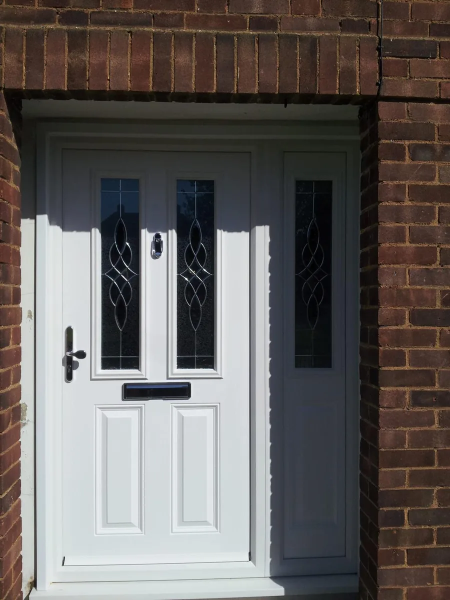 White Composite Doors, exterior view installed in Romford by Cii Double Glazing